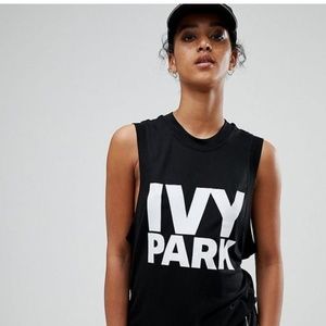 Ivy Park Black Drop Armhole Logo Tank